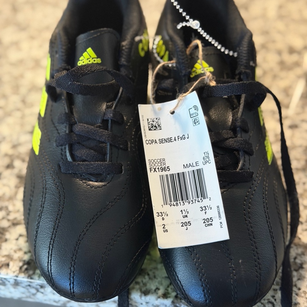 Adidas Copas Sense FG Kids Black and Neon Yellow Cleats
